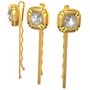 Swarovski Women's Hairpin Set - Dulcis Cushion Cut Crystals Yellow Gold | 5616848