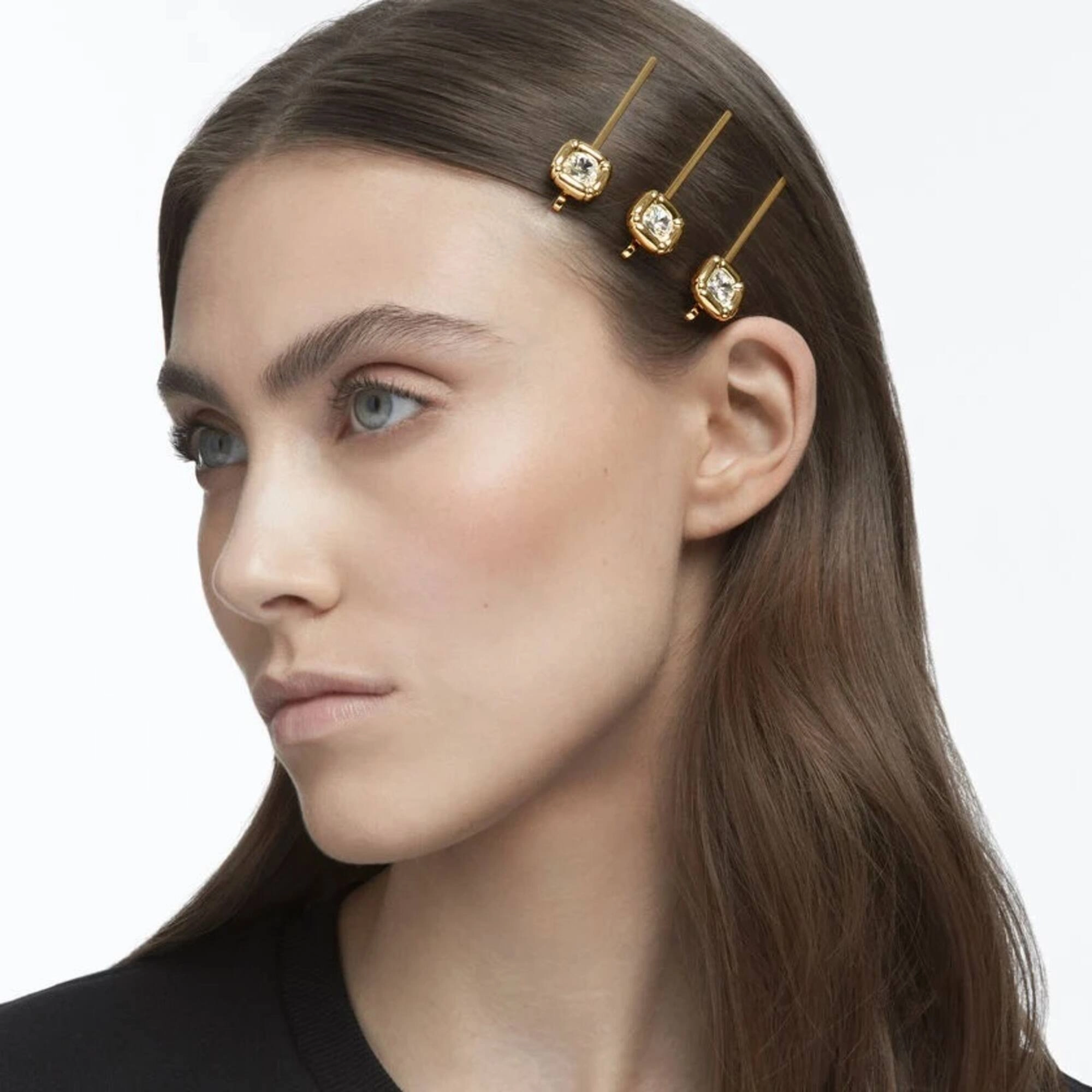 Swarovski Women's Hairpin Set - Dulcis Cushion Cut Crystals Yellow Gold | 5616848