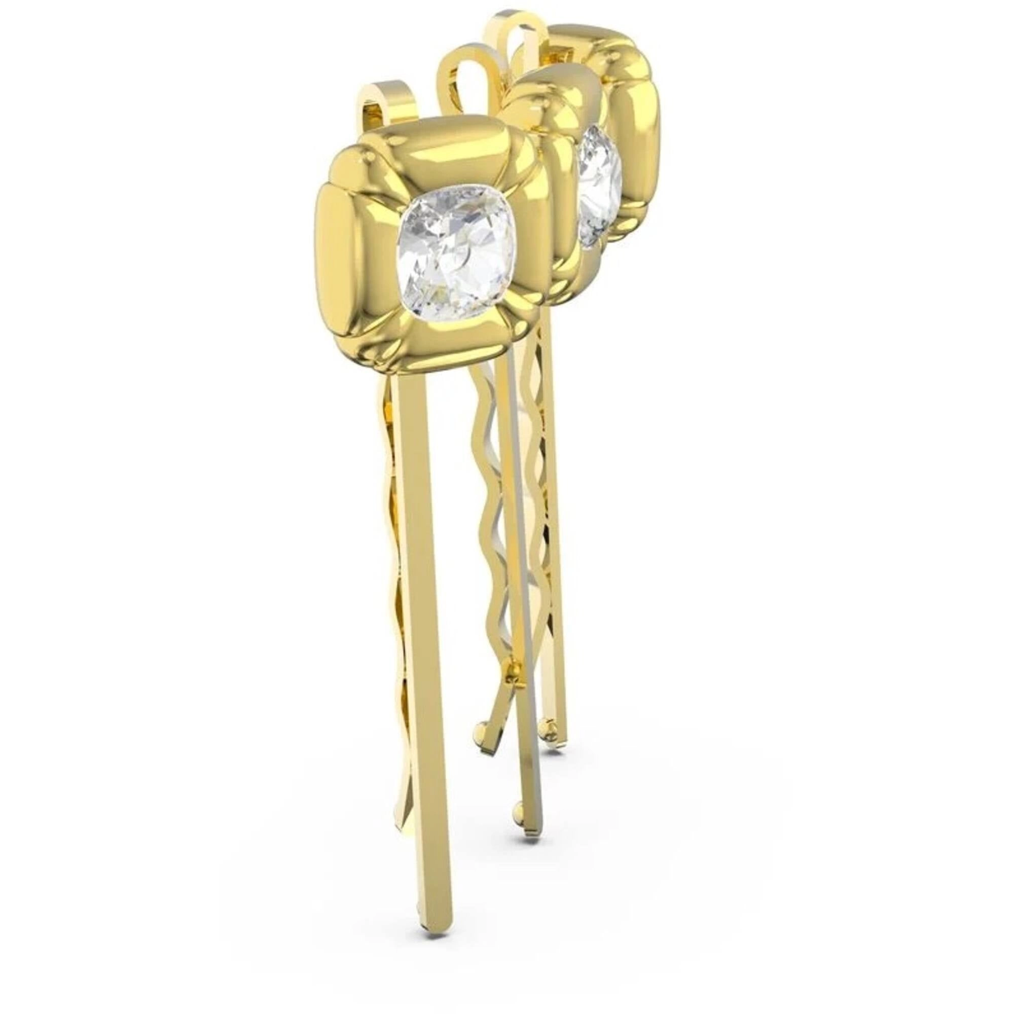 Swarovski Women's Hairpin Set - Dulcis Cushion Cut Crystals Yellow Gold | 5616848