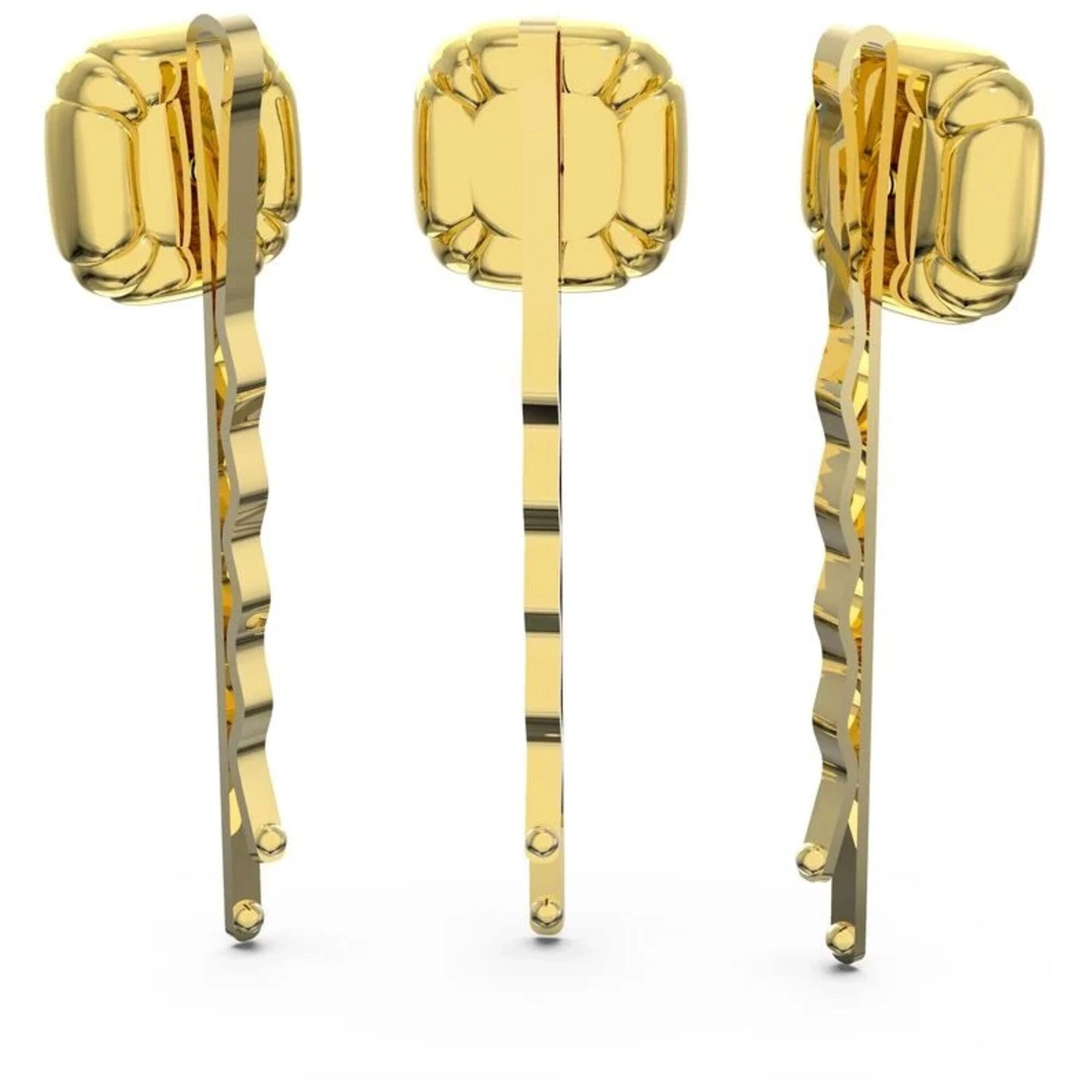 Swarovski Women's Hairpin Set - Dulcis Cushion Cut Crystals Yellow Gold | 5616848