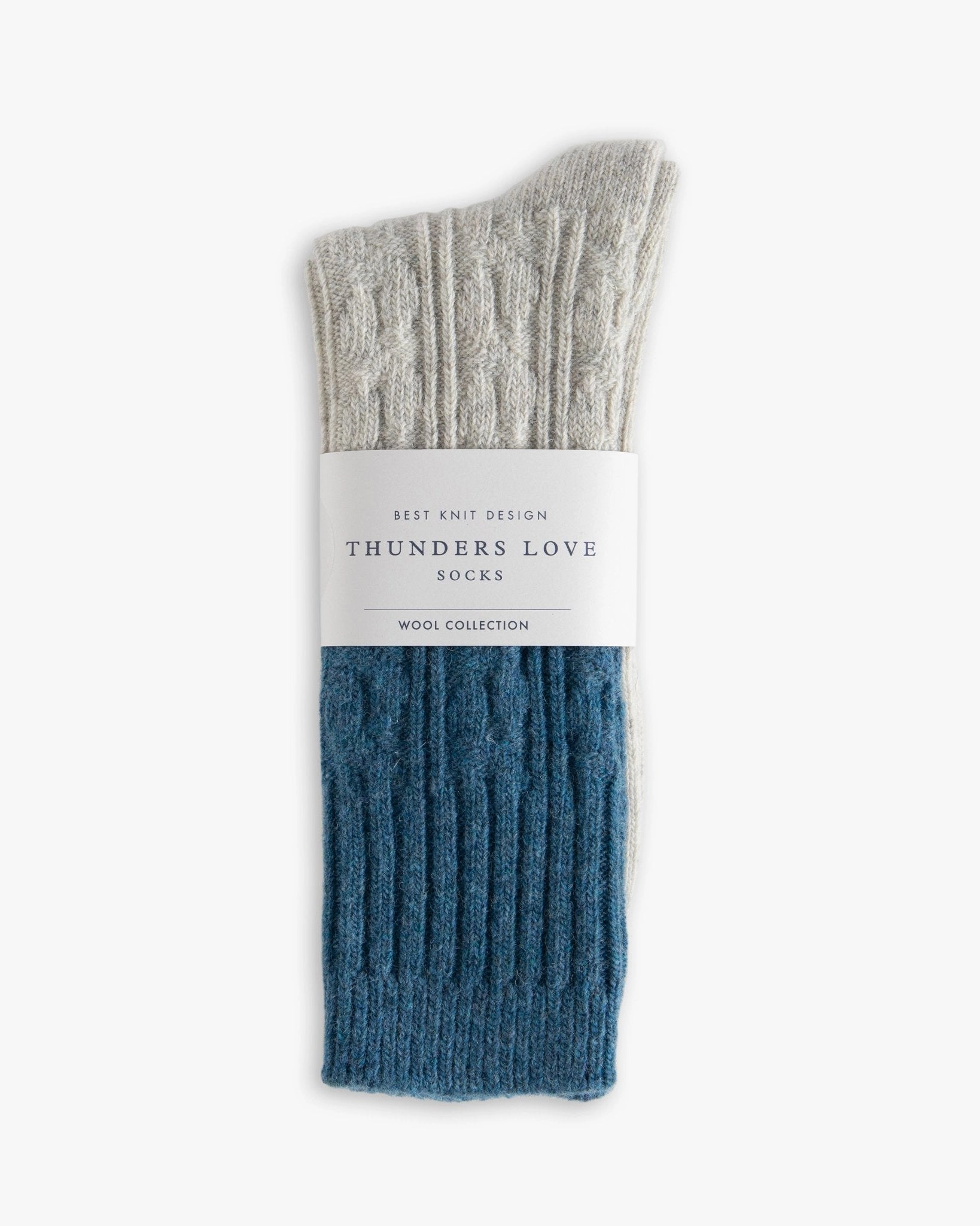 Thunders Love Wool Collection Socks - Cable Knit Blue