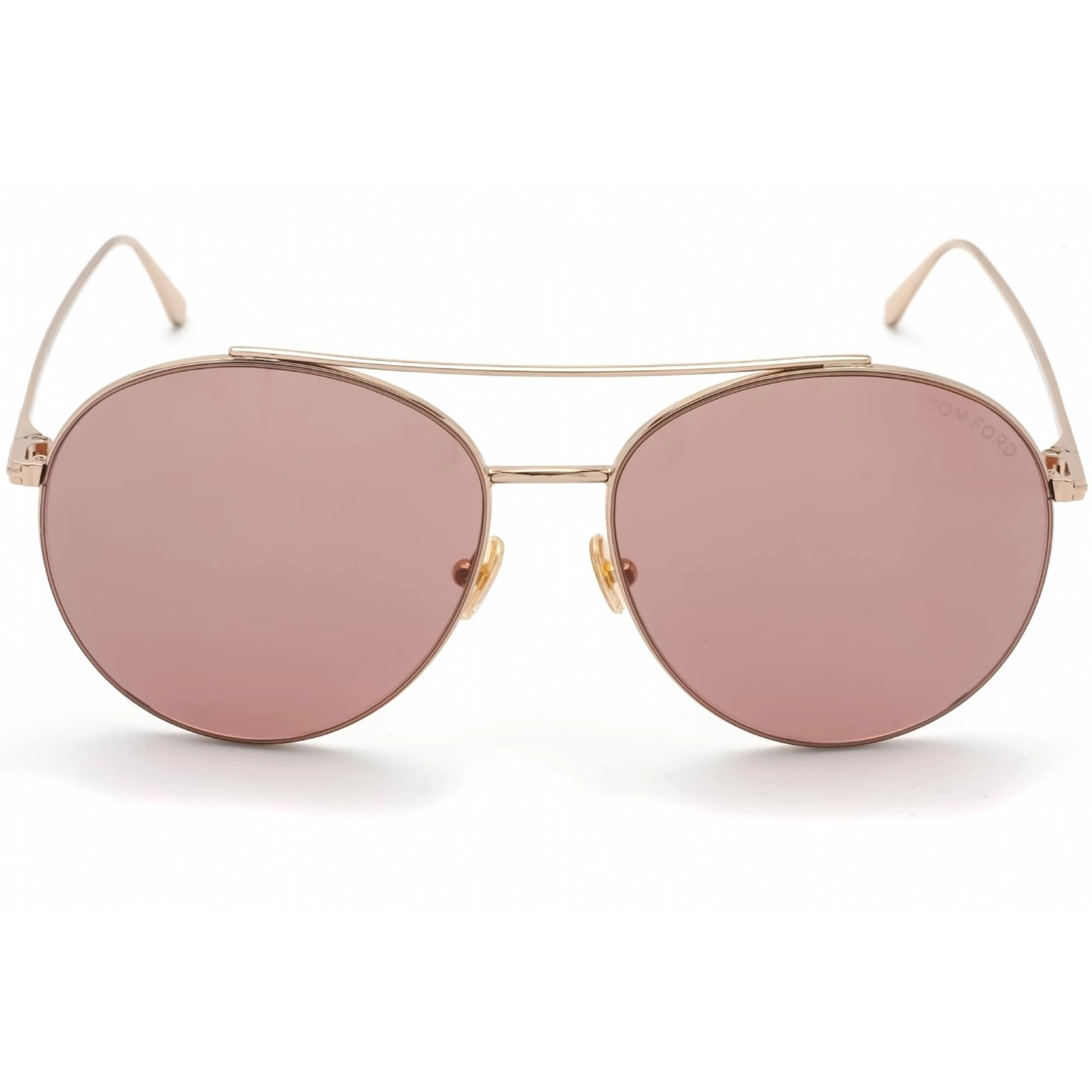Tom Ford Women's Sunglasses - Shiny Rose Gold Round Metal Violet Lens | FT0757 28Y