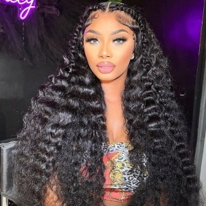 WOWANGEL 13X6 Skinlike Real HD Lace Front Wig Loose Deep Wave Glueless Wig
