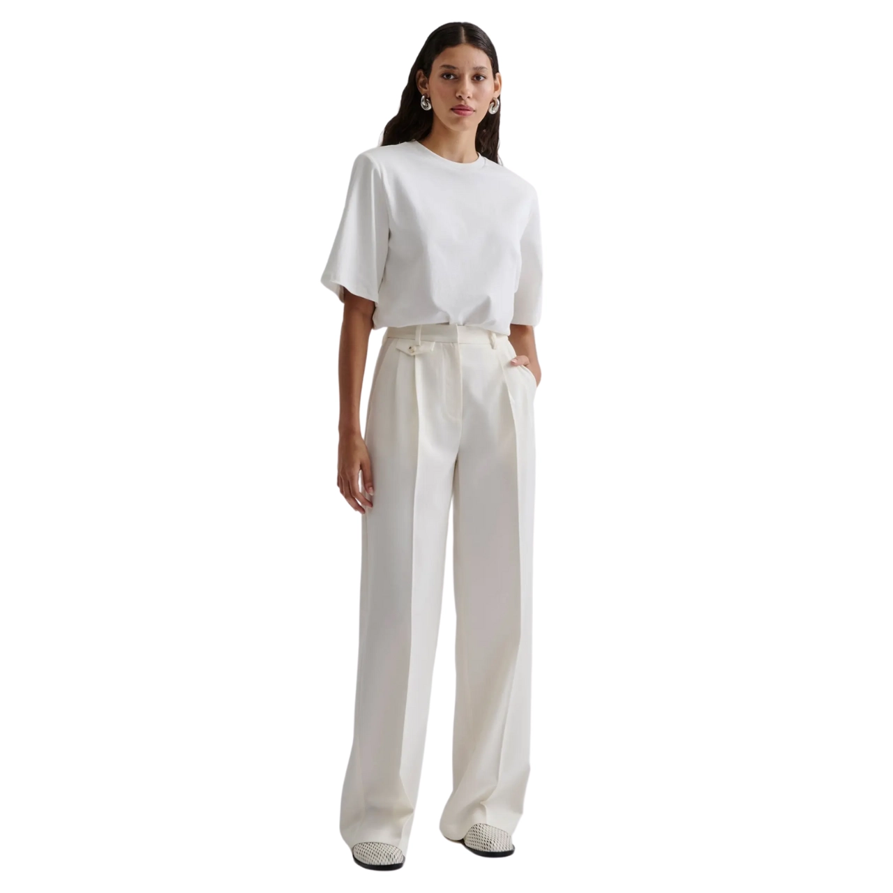 Yana Tailored Wide Pant White